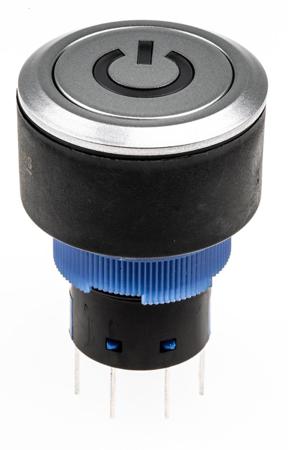 175-8385 2NO/2NC Momentary Push Button Switch, IP65, 22.2 Dia.mm, Panel Mount Yellow LED, Power Symbol, 250V ac