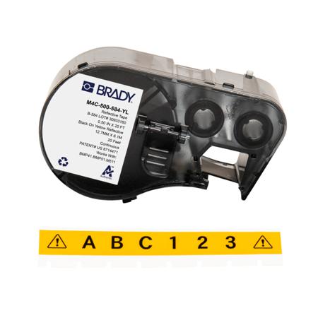 M4C-500-584-YL Brady B-584 on Black on Yellow Label, 12.70 mm Width