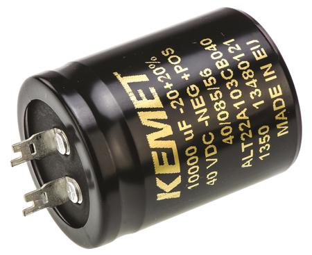 ALT22A103CB040 KEMET 10000μF Aluminium Electrolytic Capacitor 40V dc, Solder Lug -
