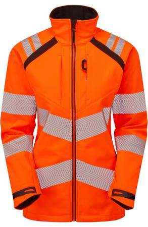 LFE966-12 PULSAR LFE966 Orange Women Hi Vis Softshell Jacket, 12