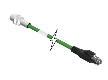 1201080252 TE Connectivity Straight Male M12 to Straight Female RJ45 Cordset, 1m
