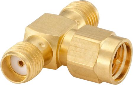 32S301-K00L5 Rosenberger Tee 50Ω Adapter SMA Jack to SMA Plug 12.4GHz