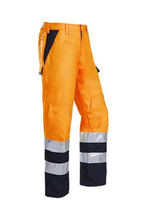 022V-44R Sioen 022V Orange/Navy Flame Retardant Hi Vis Trousers, 106 to 110cm Waist Size