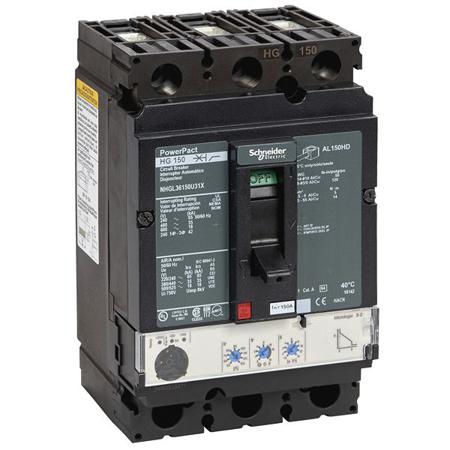 NHGL36060U31X Schneider Electric, PowerPact MCCB 3P 60A, Breaking Capacity 18 kA, DIN Rail Mount