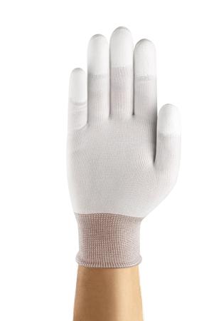 48105090 Glove Sensilite White Pu Fingertip Coate