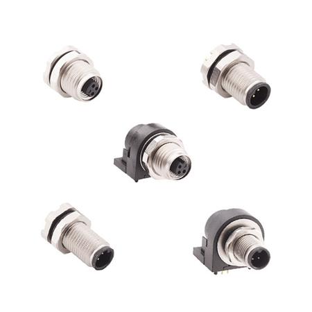 853-004-113R004 Norcomp M Series, 4 Pole Panel Mount M5 Connector Plug, Male Contacts, IP67, IP68