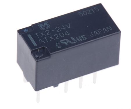 TX2-24V Panasonic Surface Mount Signal Relay, 24V dc Coil, 2A Switching Current, DPDT