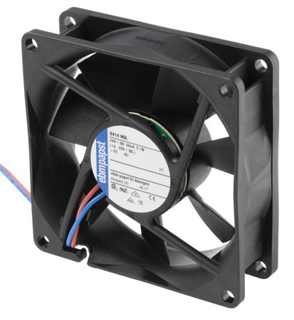 8414NGL ebm-papst 8400 N Series Axial Fan, 24 V dc, DC Operation, 33m³/h, 700mW, 29mA Max, 80 x 80 x 25mm