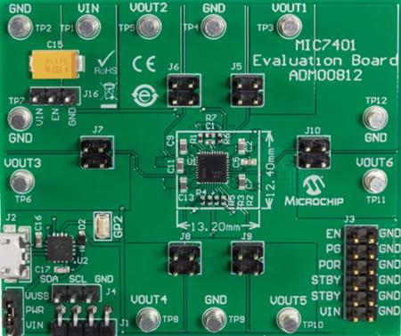 ADM00812 Microchip , MIC7401 5 BUCK 1 BOOST PROGR REG EVAL BD Development Kit Development Module for MIC7401 Power