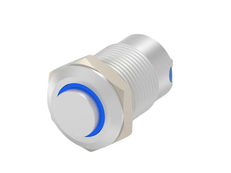 AV1210E724R04 TE Connectivity AV12 Series Illuminated Push Button Switch, Momentary, Threaded, 9mm Cutout, SPST, Blue LED, 24V, IP67