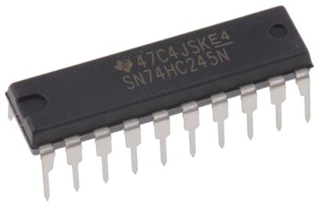 SN74HC245N Texas Instruments , 1 Bus Transceiver, 8-Bit Non-Inverting CMOS, 20-Pin PDIP