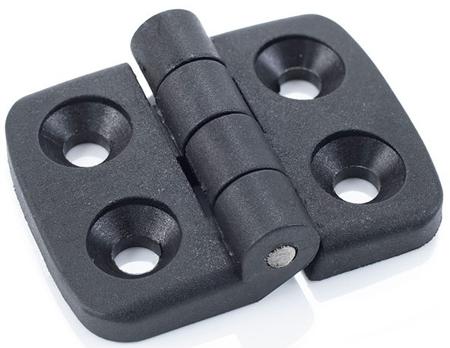 188-881 RS PRO Matt Thermoplastic Back Flap Hinge with a Fixed Pin, Screw Fixing, 39mm x 30mm x 9mm