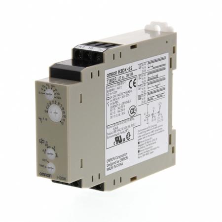 H3DK-S2 24-240VAC/DC Omron H3DK Series DIN Rail Mount Timer Relay, 24-240V ac/dc, 2-Contact, 0.1s → 1200h, DPDT