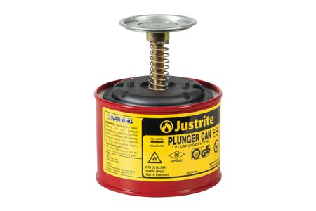 JUT10108RD Justrite Galvanised Steel Plunger Can, 1L