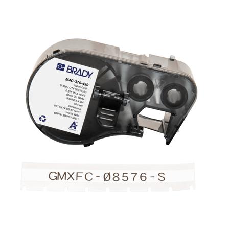 M4C-375-499 Brady B-499 on Black on White Label, 9.53 mm Width