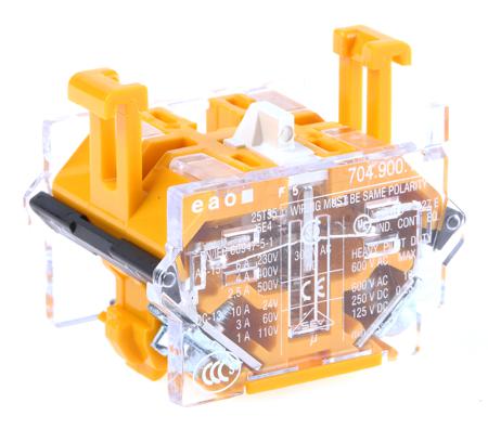 704.900.1 EAO Contact Block for Use with 04 Series, 500V ac, 1NO