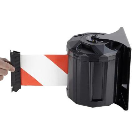 RWX1510RB Viso Black Polypropylene, Steel Wall Mount Barrier, 15m, Red/White Tape