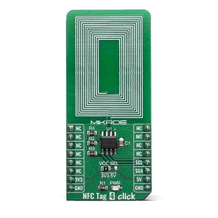 MIKROE-3659 MikroElektronika NFC TAG 4 CLICK NFC TAG 4 CLICK Development Kit for NFC Enabled Business Cards 13.56MHz