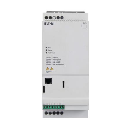174340-DE1-34016FN-N20N Eaton PowerXL DE1 Variable Speed Starter, 3-Phase In, 300Hz Out, 7.5 kW, 400 V ac, 16 A