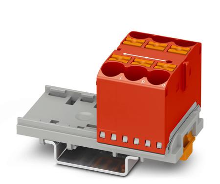 1082405 Phoenix Contact Distribution Block, 6 Way, 90A, 800 V, Red