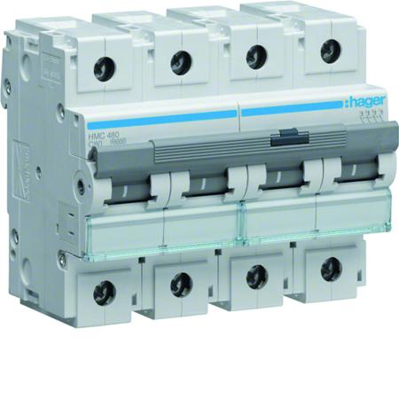 HMC480 Hager HMC MCB, 4P, 80A, 400V AC, 15 Breaking Capacity