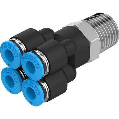 QSQ-1-8-1-4-U Festo QSQ Series Threaded-to-Tube, NPT 1/8 Male to 1/4 in, Threaded-to-Tube Connection Style, 153813