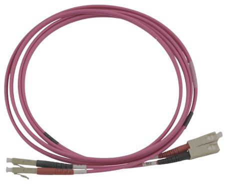 JLCSC2DOM4 CAE Multimedia Connect LC, SC to LC, SC Duplex Multi Mode OM3 Optical Patch Cord, 50μm, Yellow, 1m