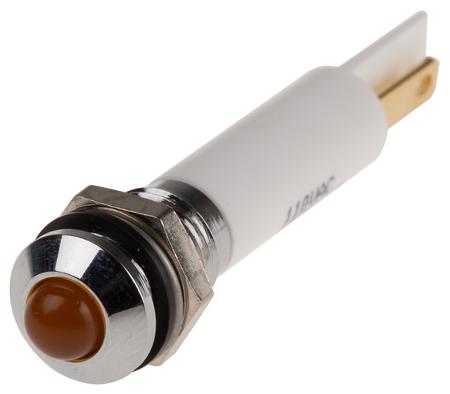 846-2718 RS Pro Orange Indicator, 110 V ac, 8.5 mm Lamp Size, 8mm Mounting Hole Size, IP67