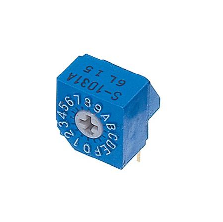 S-1031A Nidec Components S-1000A, 16 Position, Hexadecimal Rotary Switch, 100 mA, Pin