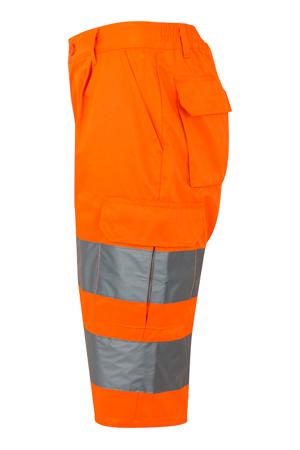 303005_19_XL Velilla 303005 Fluorescent Orange Unisex Hi Vis Shorts, 106cm