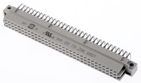 09732966801 HARTING 96 Way 2.54mm Pitch, Type R Class C2, 3 Row, Right Angle DIN 41612 Connector, Socket