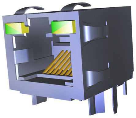 2-406549-8 TE Connectivity 2406549, Cat5 RJ45 Modular Jack Socket, Unshielded, Right Angle, PCB Mount
