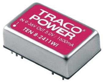 TEN-8-7213WI TRACOPOWER TEN 8WI 8W Isolated DC-DC Converter Through Hole, Vin 43 → 160 V dc, Vout 15V dc Railway Approved