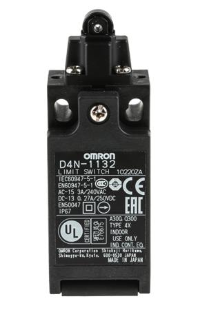 D4N-1132 D4N Safety Switch with Roller Plunger Actuator, NO/NC