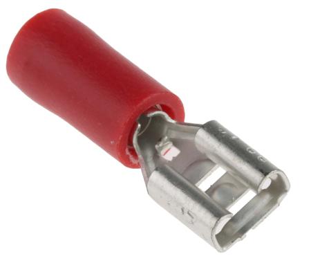534-395 RS Pro 36 Series Red Insulated Crimp Receptacle, 4.8 x 0.8mm, 0.5mm² to 1.5mm², 22AWG to 16AWG, Tin Plated
