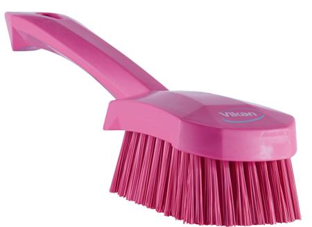 41921 Vikan Hard Bristle Pink Scrubbing Brush, 36mm bristle length, PET bristle material