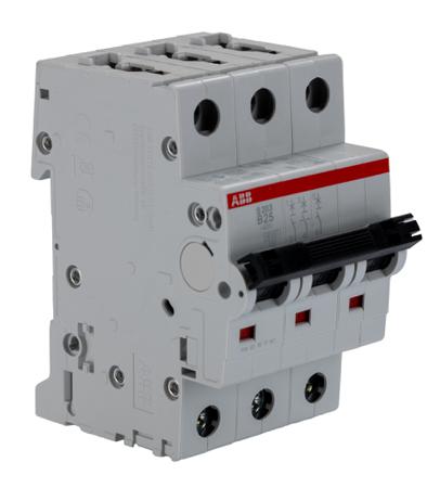 2CDS253001R0255--S203-B25 ABB System M Pro 25A MCB Mini Circuit Breaker, 3P Curve B, Breaking Capacity 6 kA