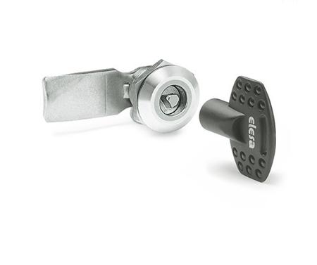 421337 Elesa Silver Stainless Steel Locking Latch, 18mm Panel-to-Tongue, 28mm Cutout, Key Unlock