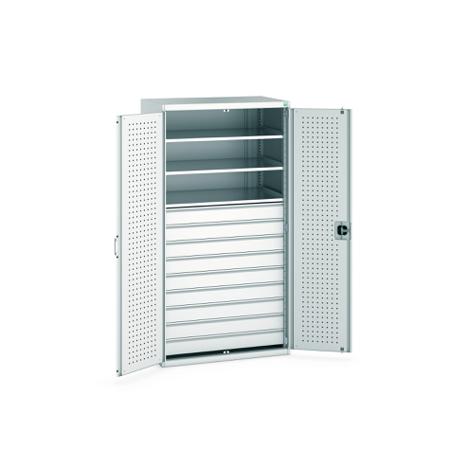 40021114-16V Bott 2 Door, 9 Drawer Sheet Steel Floor Standing Cupboard, 1050 X 650 X 2000mm