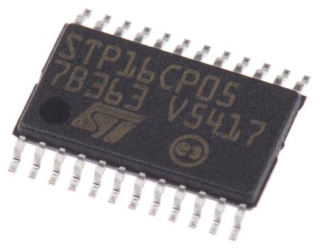 STP16CP05TTR STMicroelectronics LED Driver IC, 3/5.5 V ac 100 mA 24-Pin TSSOP