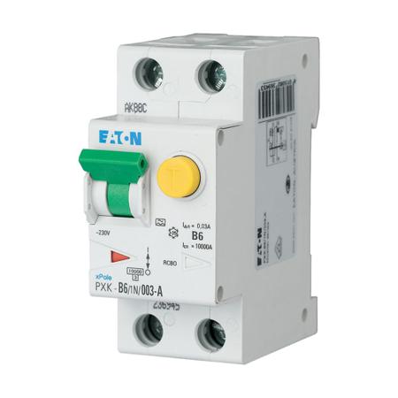 236961-PXK-C6-1N-003-A Eaton RCBO, 6A Current Rating, 1P + N Poles, 30mA Trip Sensitivity, Type C, xPole Range