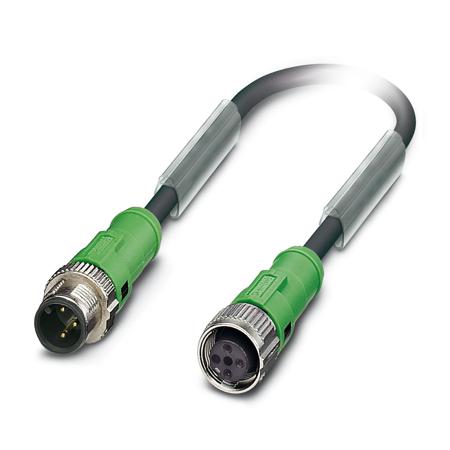 1409772 Phoenix Contact Straight Male 3 way M12 to Straight Female 3 way M12 Sensor Actuator Cable, 2.3m