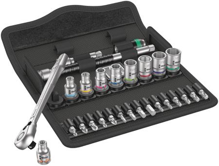 05004021001 Wera 28-Piece Imperial 1/4 in Standard Socket/Bit Set with Ratchet, 6 point; Hex Bit; Phillips Bit; Pozidriv Bit; Torx