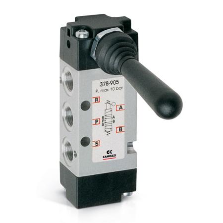 378-905 Camozzi Manual 5/3 Way CO Pneumatic Manual Control Valve 3 Series, G 1/8, G 1/8,