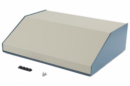 1456PK4WHBU Hammond 1456 Series Blue Aluminium Aluminium Case, IP31, Flanged, Beige Lid, 259 x 356 x 102mm