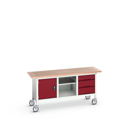 16923220-24 Bott 1 Door, 3 Drawer Sheet Steel Floor Standing Storage Cabinet, 1750 x 600 x 830mm