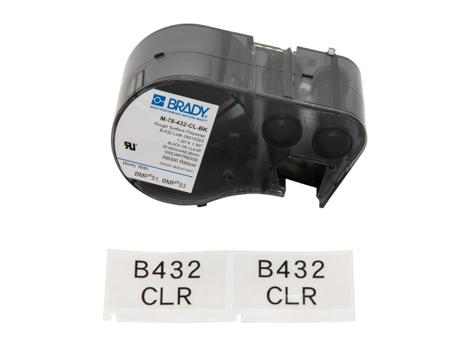 M-78-432-CL-BK Brady B-432 Black on Black on Transparent Label Printer Tape, 25.40 mm Width, 25.4mm Label Length