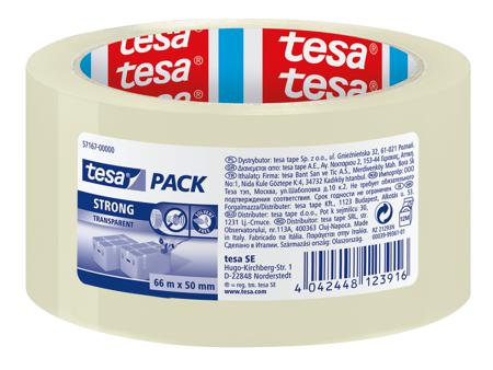 57167-00000-07 Tesa TESAPACK Transparent Packing Tape, 66mm x 50mm