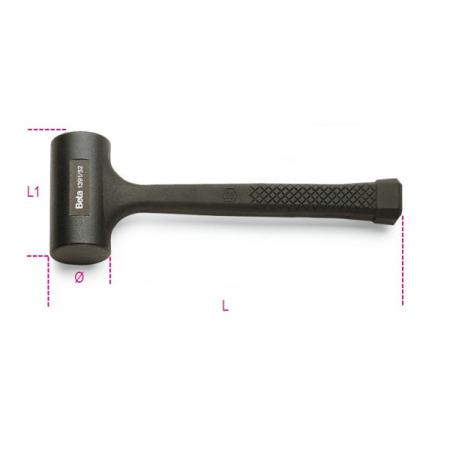 1391 55 BETA Rubber Dead Blow Hammer with Rubber Handle, 1kg