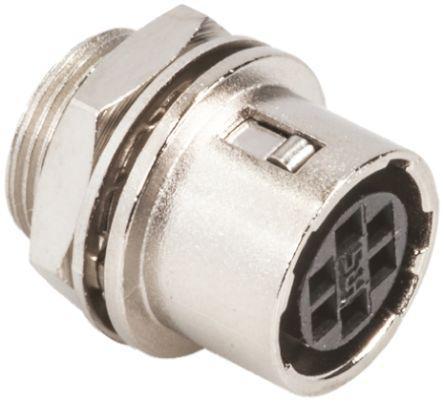 HR10A-7R-6SC-73- Hirose HR10 Series, 6 Pole Panel Mount Micro Connector, with Female Contacts